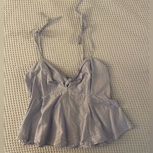 Maeve Blue and White Striped tie strap top